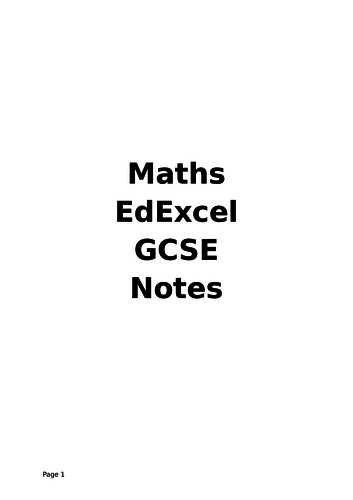 New Edexcel Maths GCSE Full Notes! Grade 9 Approved