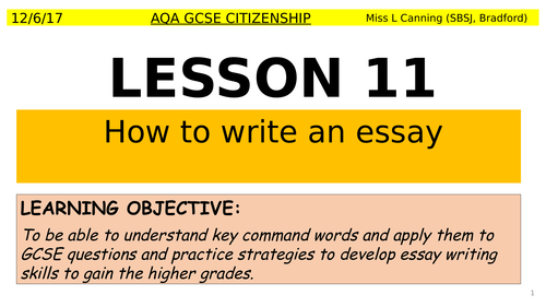 how to write an essay & essay assessment for aqa GCSE Citizenship-theme 3