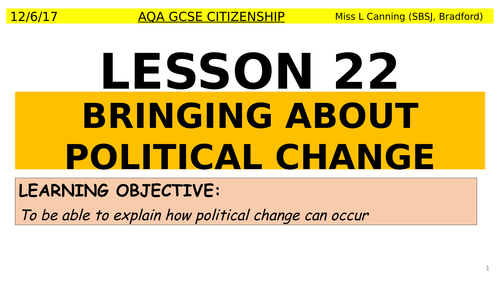 Bringing about political change-AQA GCSE Citizenship