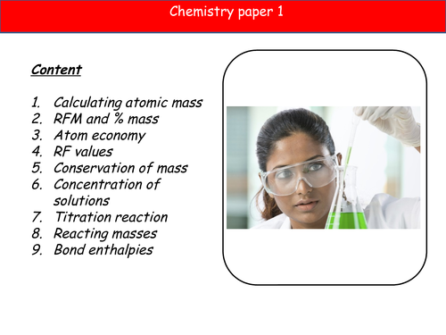 New GCSE - Chemistry Paper 1  Calculations