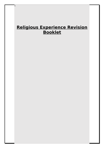 Religious Experience Revision Booklet