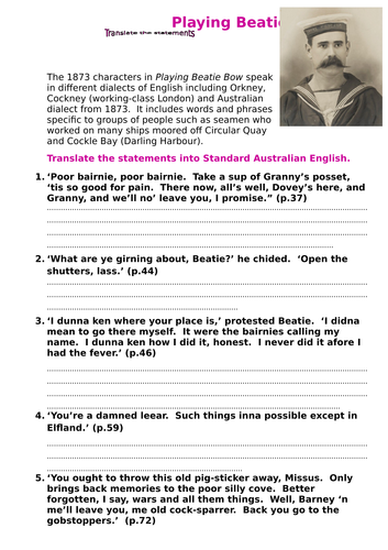 Playing Beatie Bow - Translate the statements