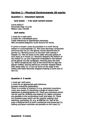 Nat 5 Geography Prelim and Marking Scheme (Units 1 and 2)