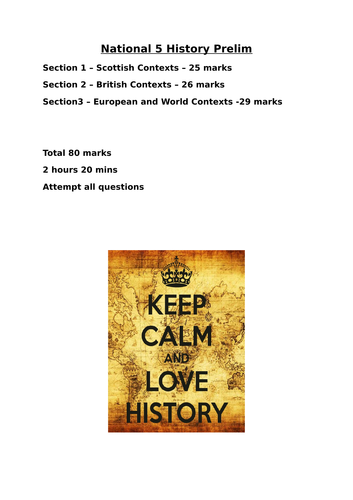 National 5 History Prelim and Marking Scheme