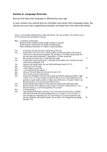 AQA English Language AS Paper 2 Section A Mock