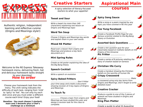 Origins and Meanings takeaway homework