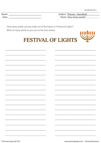 Festival of Lights - How Many Words?