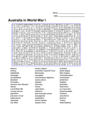 australia-in-world-war-i-word-search-teaching-resources