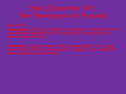Year 7 Scheme - Prejudice & Discrimination