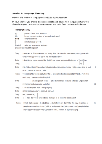 AQA English Language AS Level Paper 2 Section A Assessment