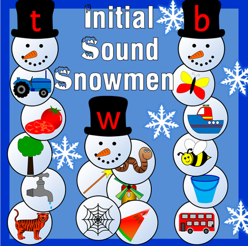 Initial sound snowmen- phonics, winter, snow