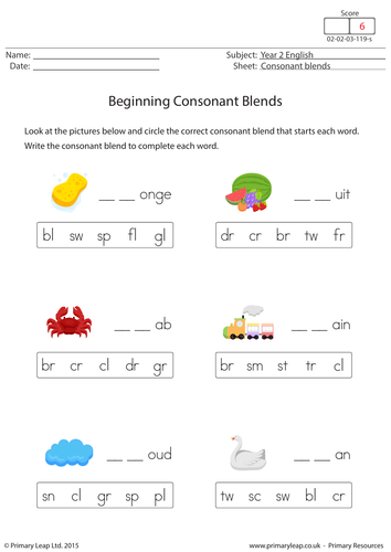 Beginning Consonant Blends 2