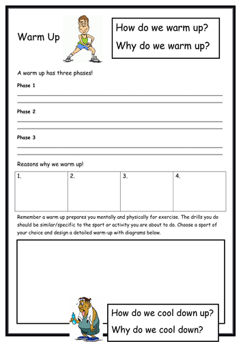 GCSE PE - Edexcel - Warm-Up & Cool Down - Worksheet