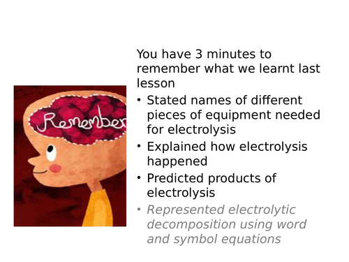 AQA (GCSE 1-9) C6.2 Electrolysis; changes at the electrodes