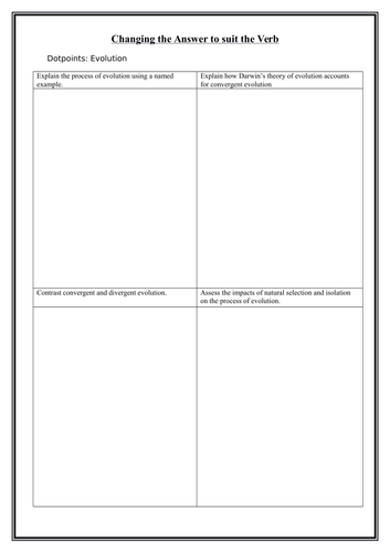 HSC Verb activities - Biology