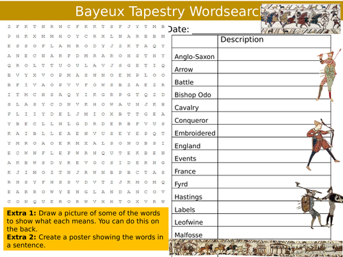 37 x The Bayeux Tapestry Starter Activities History Settler KS3 GCSE Wordsearch Crossword Cloze