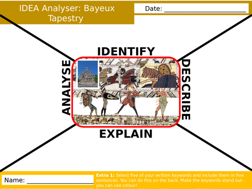 Bayeux Tapestry IDEA Analyser Worksheet History KS3 Settler Starter Activity Cover Lesson