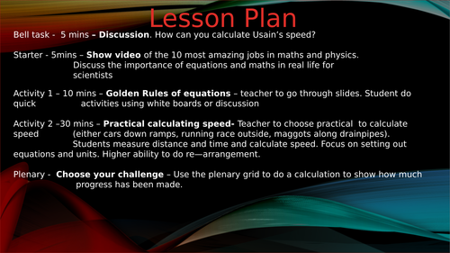 Introducing Equations Speed
