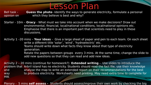 Extended writing energy resources for making electricity