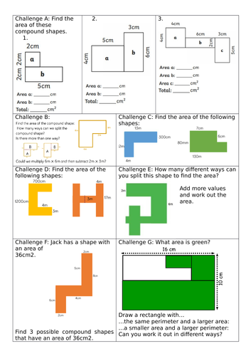 White Rose Block 5 Year 5 Finding Perimeter & Area Lesson 5 Area of compound shapes Smart Worksheet