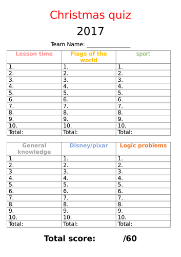 Christmas Quiz 2017