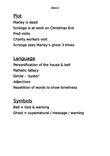A Christmas Carol brief revision