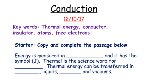 Conduction for KS3 Science