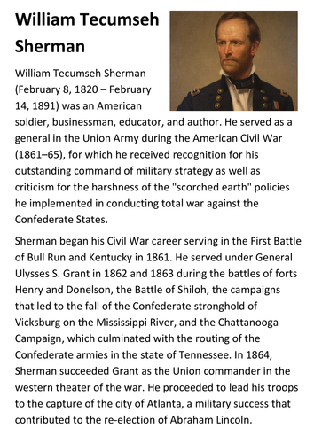 William Tecumseh Sherman Handout