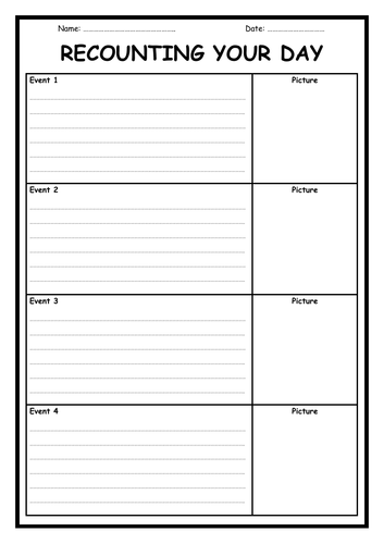 Recount Your Day - Worksheet