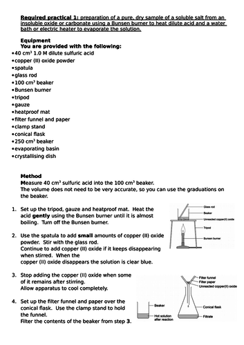 AQA Chemistry Paper 1 Required Practicals Booklet Trilogy