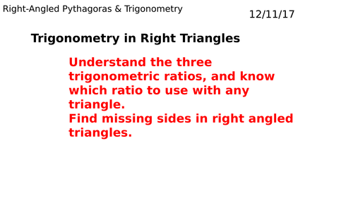 Introducing Trigonometry In Right Angled Triangles