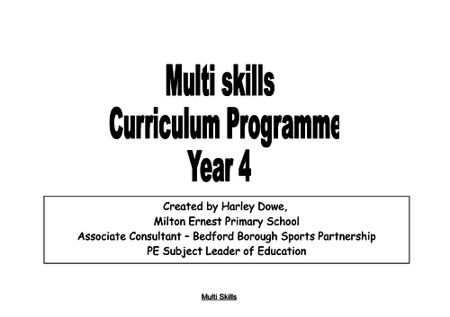 Multi Skills scheme of work for Year 4