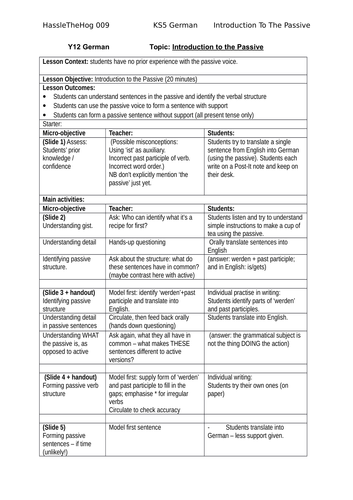 KS5 German: Introduction to the Passive (using recipes)