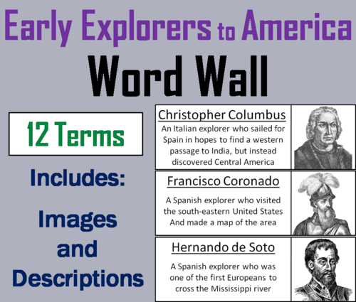 Early Explorers to America Word Wall Cards