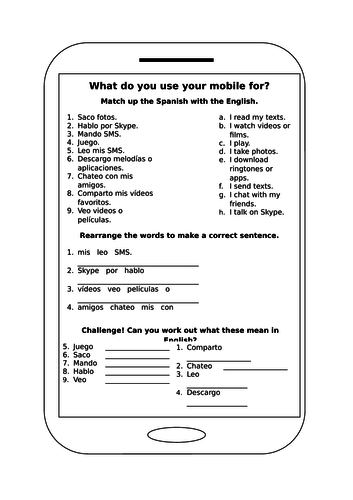Viva 2 Module 2.1 Mobile Phone worksheet