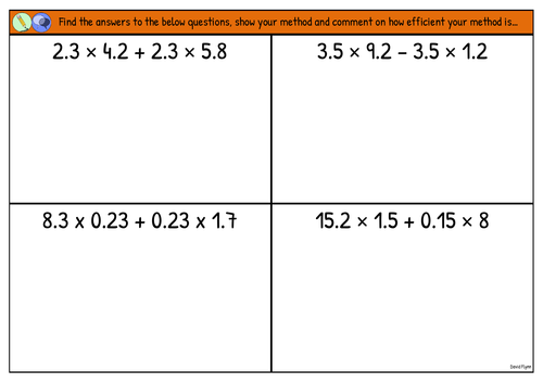 Order of operations - Efficient arithmetic by factorising - Mastery
