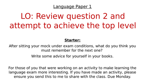 Language Paper 1 AQA Section A