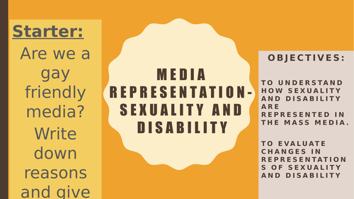 AQA A2 Sociology- Mass Media: Representations- Sexuality and Disability in the Media