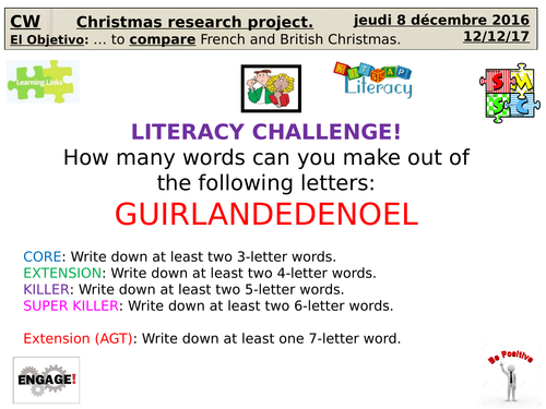 Research project (Motivational triggers) for KS3/KS4 French AQA - Christmas project
