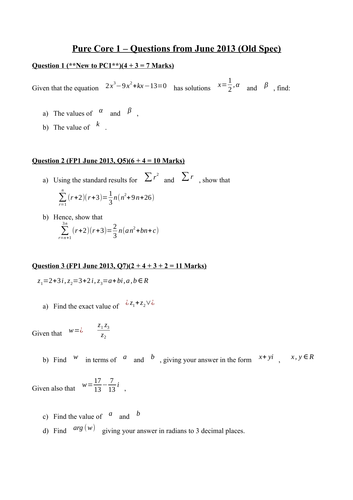 New A Level Further Maths Pure Practice Papers Teaching Resources