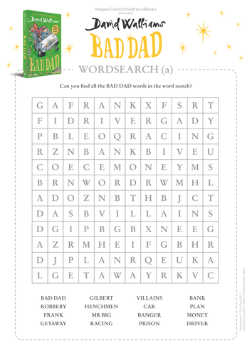 David Walliams Bad Dad Wordsearch By Harpercollins Teaching Resources