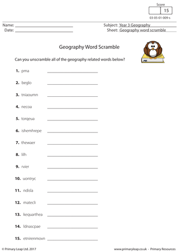 KS2 Geography Word Scramble