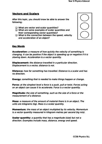 Edexcel Physics (9-1) Separate: SP1 Motion Lesson Outcome Sheets