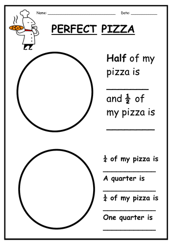 perfect pizzas fractions activity halves and quarters teaching resources