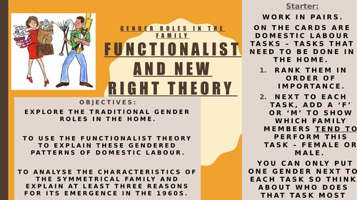 AQA AS Sociology- Families & Households- Gender Roles (Functionalist & New Right)