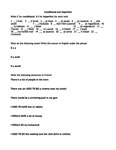 Conditionnel vs. imparfait