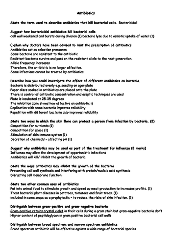 MODEL ANSWERS for Biology Edexcel Alevel (SNAB), Topic 6 - Forensics, Infection and Immunity