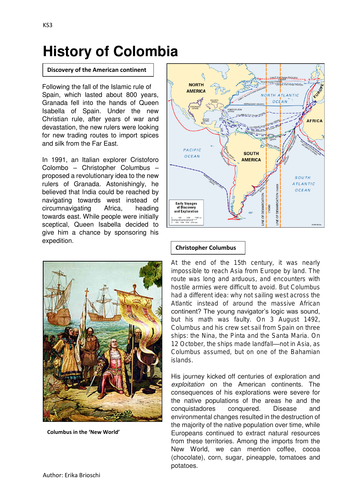 KS3 Non-fiction: reading comprehension - The History of Colombia