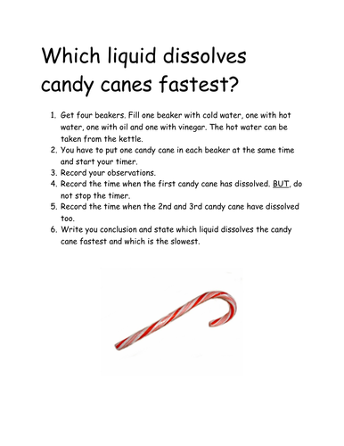 Which liquid dissolves candy canes best?