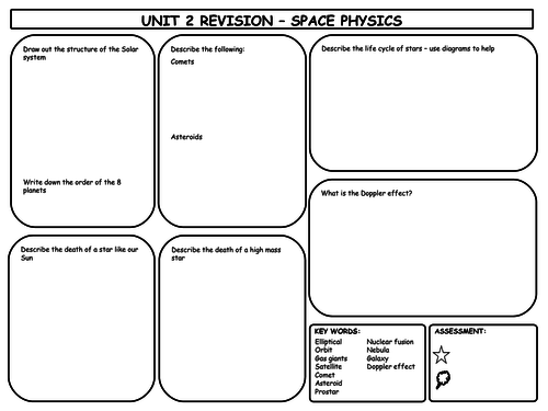 GCSE Physics Space Revision Mat